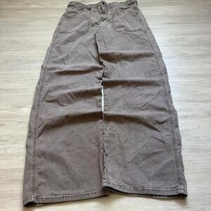 30x30 Brown Baggy Wide Leg Panel Style Denim Jeans Y2K Vintage 2000s